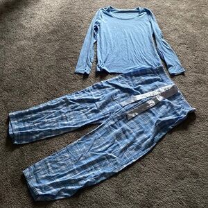 Nautica Blue Plaid Two Piece Pajama Sleep Set SIZE S Long Sleeve